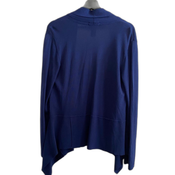 Boho M Blue Open Waterfall Cardigan Business Casual Minimalist Secretary OF23 - Picture 2 of 8